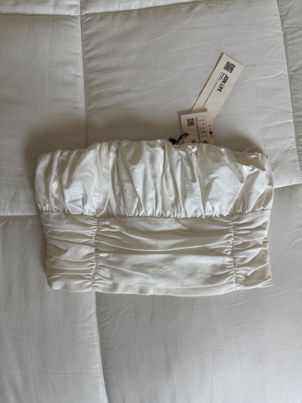 NEW Zara Crinkle White Tube Top
